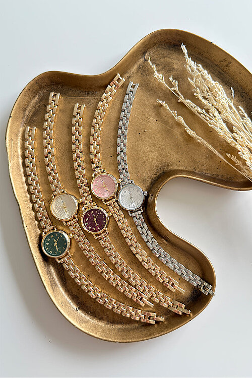 Vion Bordo Kadran Gold Çelik Kadran Kadın Kol Saati - 2