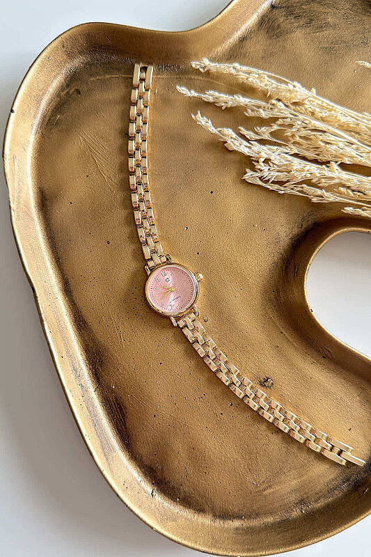 Vion Pudra Kadran Gold Çelik Kodron Kadın Kol Saati - 1