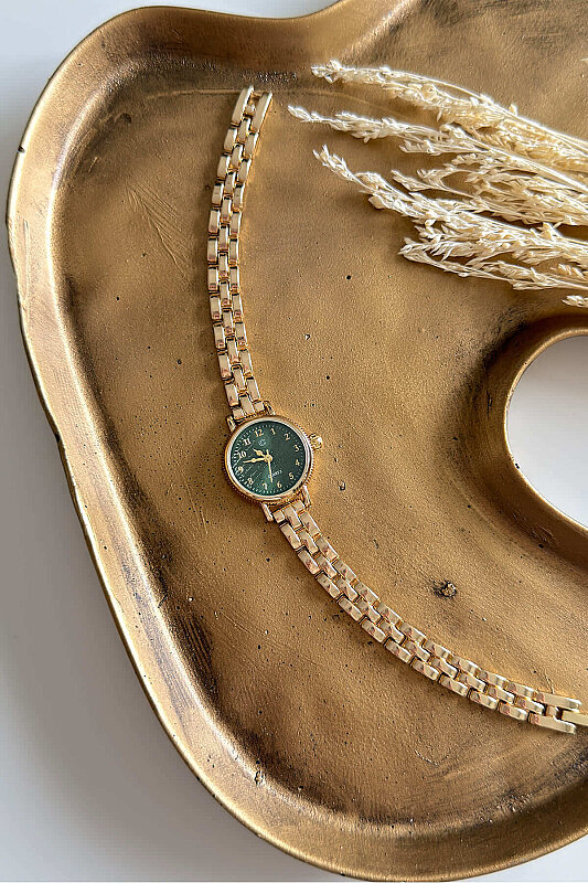 Vion Yeşil Kadran Gold Çelik Kadran Kadın Kol Saati - 1