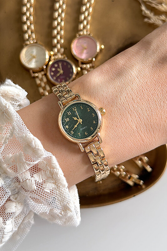 Vion Yeşil Kadran Gold Çelik Kadran Kadın Kol Saati - 3