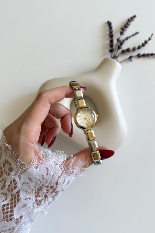 Wandy Ekru Kadran Gold Silver Kordon Kadın Kol Saati - 3
