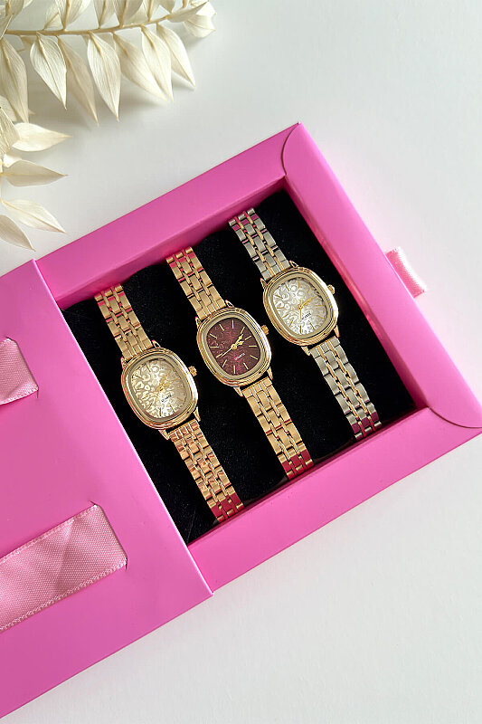 Zeni Bordo Kadran Metal Gold Kadran Kadın Kol Saati - 2