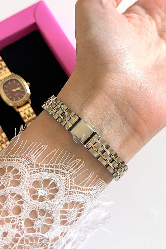 Zeni Ekru Kadran Metal Gold-Silver Kadran Kadın Kol Saati - 3