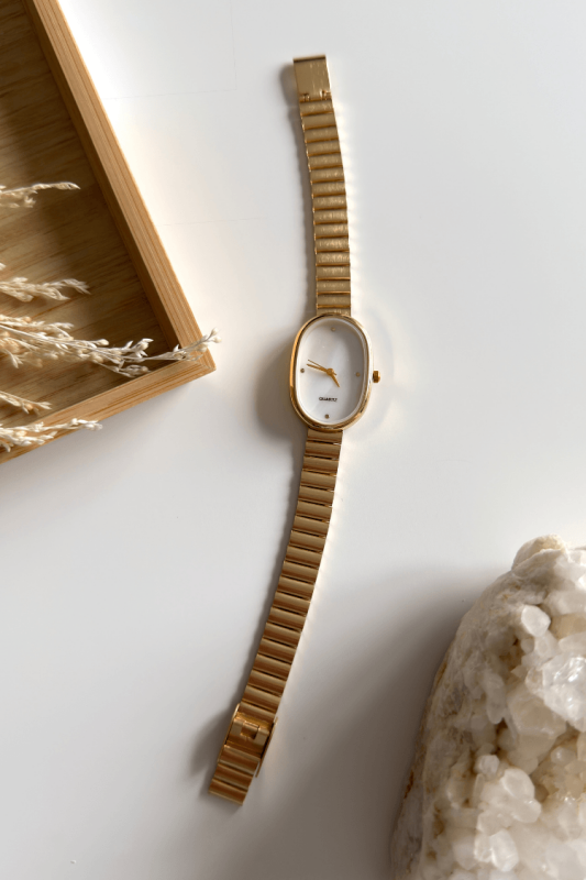 Zoe Ekru Sedef Kadran Gold Metal Kordon Kadın Kol Saati - 1