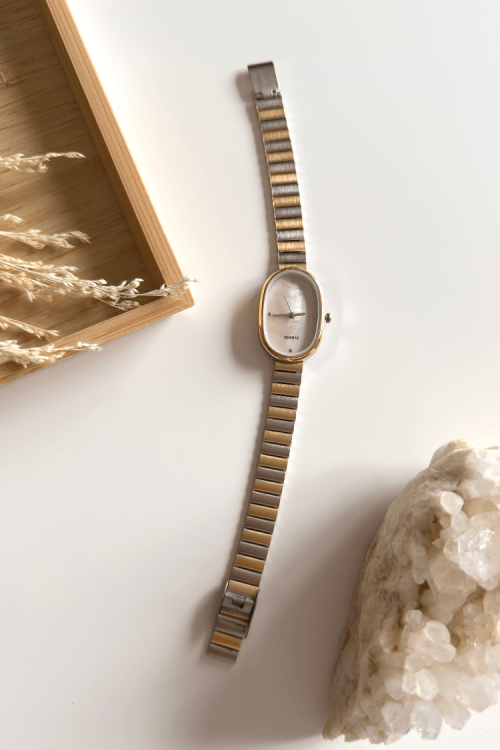 Zoe Sedefli Pembe Kadran Gold-Silver Metal Kordon Kadın Kol Saati 