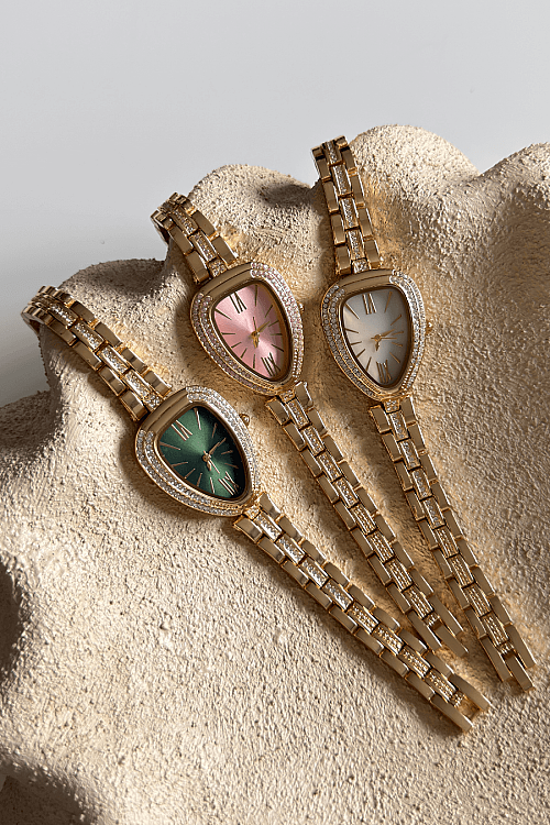 Zorel Beyaz Taşlı Kadran Gold Çelik Kordon Kadın Kol Saati (1)