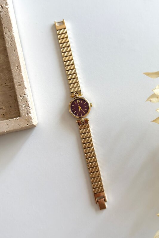 Zoren Bordo Kadran Gold Kordon Kadın Kol Saati (1)