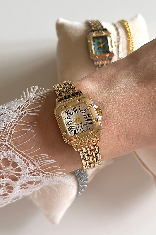 Zyria Ekru Kadran Gold Çelik Kordon Kadın Kol Saati