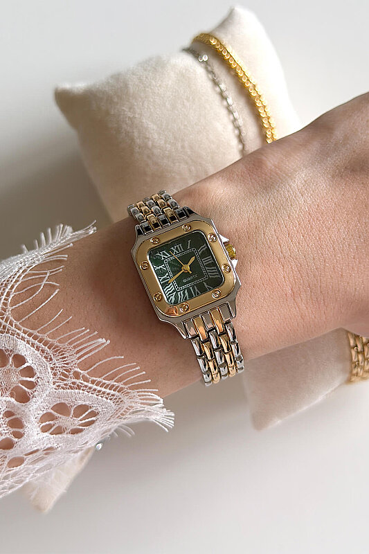 Zyria Yeşil Kadran Gold-Silver Çelik Kordon Kadın Kol Saati  - 1